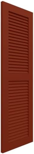 18"W x 60"H True Fit PVC Two Equal Louver Shutters, Unfinished (Per Pair - Hardware Not Included)
