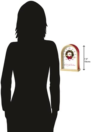 Howard Miller Carols of Christmas II Tabletop Clock – Satin Brass Finish, 12 Classic Carols, Hourly Chime, Battery Operated, Festive Wreath Design