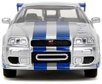 Jada Toys Fast & Furious 1:32 Brian's Nissan Skyline GT-R R34 Die-cast Car Silver/Blue, Toys for Kids and Adults