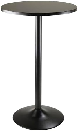 Winsome Obsidion Round Tall Pub Table, Black, 40" | Small High Top Circle Bar Style Cocktail or Bistro Table for Kitchen, Breakfast Nook, Dining Area