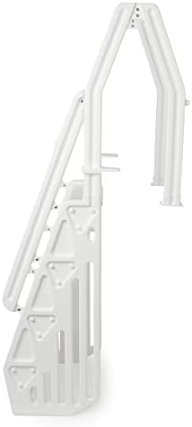 24 Inch in Pool Step Ladder, Adjustable Stair Entry System with Handrails and Non-Slip Surface for Above Ground Swimming Pools, White