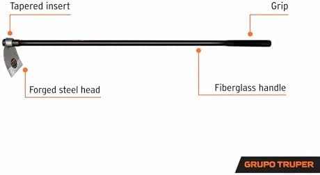 Truper Lane Hoe No. 1, 54-Inch Fiberglass Handle, 7 1/2-Inch x 7 1/2-Inch Forged Head, 1.8 lb Head Weight