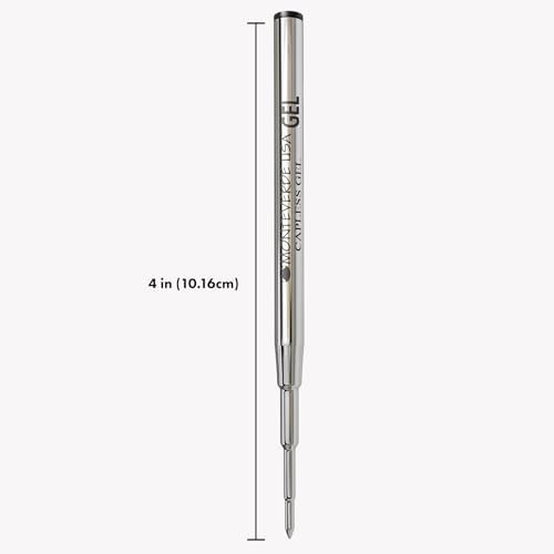 Monteverde Capless Gel Refill to Fit Montblanc, Medium, Black, 2 Pack | Capless gel refill offers smooth