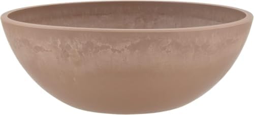 PSW Pot Collection M30DC 12-inch Plastic/Stone/Wood Composite Low Bowl Planter – No Drainage Hole (Drillable), Shallow Indoor/Outer Pot for Succulents, Bonsai, Fairy Gardens, Herbs, Dark Charcoal