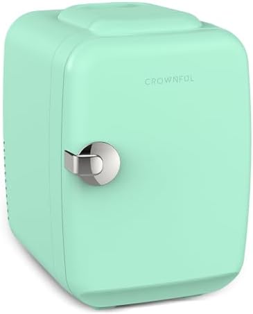 CROWNFUL Mini Fridge, 4 Liter/6 Can Portable Cooler and Warmer Personal Refrigerator for Skin Care, Cosmetics, Beverage, Food, Great for Bedroom