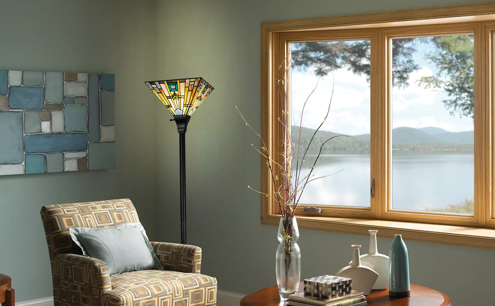 tiffany torchiere floor lamp stained glass floor light