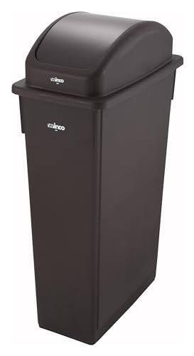 Winco Slender Trash Can, 23-Gallon, Brown | Great for Kitchens, Dining Areas and Back-of-house Cleanup