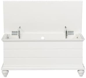 BOWERY HILL Transitional Rubberwood Cedar Chest, 40.5" W x 17.33" D x 19" H, MDF and Tupelo Veneer, White Finish, Faux Plank Details