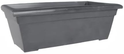 The HC Companies Romana Planter Box, 28 Inch, Clay, 1-Pack | Plastic, Drainage Plug, Lightweight, UV-Resistant, for Garden, Patio, Balcony & Fence