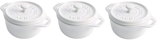 STAUB Ceramic Dutch Oven 3-piece Mini Round Cocotte, Dark Blue