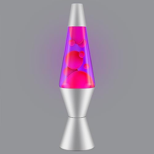 14.5-Inch Silver Base Lava Lamp with Purple Wax in Blue Liquid - 2118