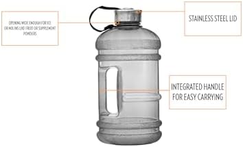 New Wave Enviro Iconic 1 Gallon Round BPA Free Water Bottle with Stainless Steel Cap and Integrated Handle, Ideal for Gym and Outdoor Life, Blue