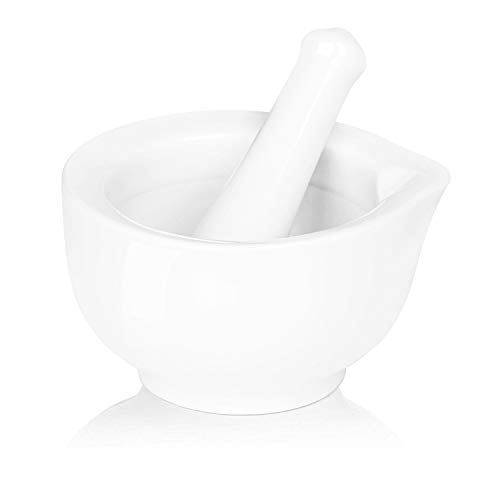LEETOYI Small Ceramic Mortar Pestle Set, Herb Grinder Pill Crusher 3.3-inch