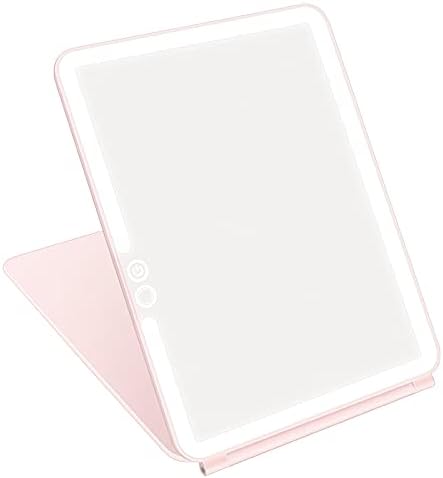 deweisn Folding Lighted Makeup Mirror with 72 LEDs 3 Colors Light Modes USB Rechargable 1800mA Batteries Portable Ultra Thin Compact Vanity Mirror