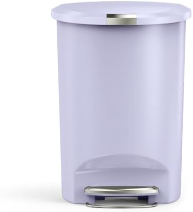 simplehuman 50 Liter / 13 Gallon Semi-Round Kitchen Step Trash Can with Secure Slide Lock, Black Plastic
