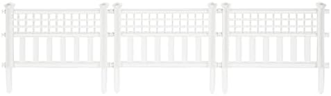 Suncast Grand View 14.5 x 24 Inch Resin Yard Garden Border Fence, White (3 Pack)