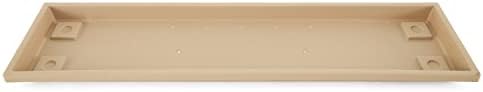 HC Companies Farmhouse Venetian 30 Inch Rectangular Flower Box Plant Saucer Drip Tray, Sandstone Tan, 12 Pack