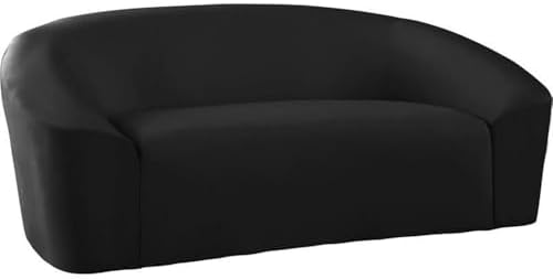 Meridian Furniture 610Black-L Riley Collection Modern | Contemporary Velvet Upholstered Loveseat with Rounded Contemporary Design, Black