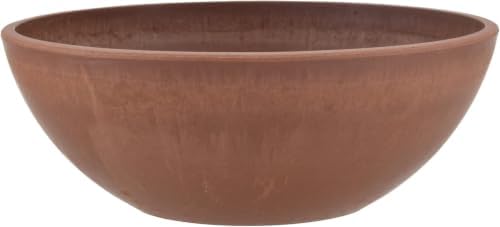 PSW Pot Collection M30DC 12-inch Plastic/Stone/Wood Composite Low Bowl Planter – No Drainage Hole (Drillable), Shallow Indoor/Outer Pot for Succulents, Bonsai, Fairy Gardens, Herbs, Dark Charcoal
