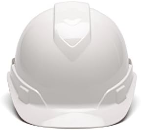 Pyramex Ridgeline Cap Style Hard Hat, Vented, 4-Point Ratchet Suspension, White | Lightweight HDPE shell, Ratchet suspension, Rain trough