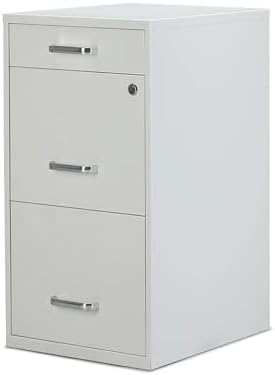 Staples 3-Drawer Vertical File Cabinet, Letter Size Documents, Lockable & Mobile, 18.9" D x 14.3" W x 26.9" H, White