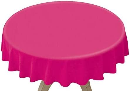 Disposable Plastic Table Covers Round Tablecloth (4 Pack, 84" Round, Pink)
