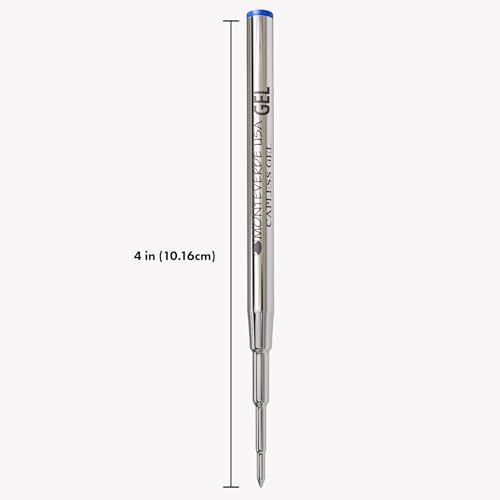 Monteverde Capless Gel Refill to Fit Montblanc, Medium, Blue, 2 Pack