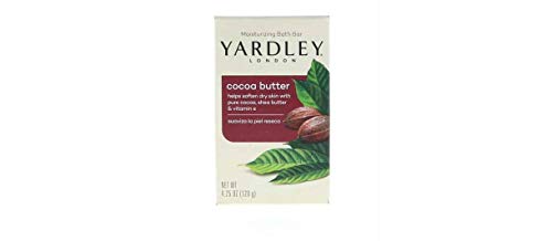 Yardley London Nourishing Bath Soap Bar Cocoa Butter, Helps Soften Dry Skin with Pure Cocoa Butter, Shea Butter & Vitamin E, 4.0 oz Bath Bar, 1 Soap Bar