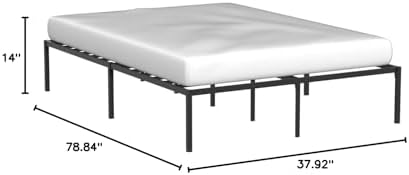 Linenspa Folding Metal Platform Bed Frame - Easy Assembly - Sturdy Steel - No Box Spring Needed - Underbed Storage - Mattress Foundation - 14" High