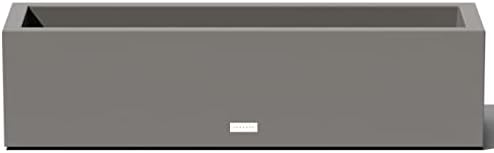 Veradek Block Series Trough Planter - Rectangular Outdoor Window Box | Made From Durable Plastic With Double-Walled Construction. Modern Patio/Tabletop Décor for Plants and Flowers