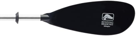 Bending Branches Whisper Kayak Paddle – 2‑Piece Aluminum Shaft, Polypropylene Blades, Adjustable 0°/60° Feathering, Black Comfort Grips, Dihedral Blade Design for Recreational Paddling