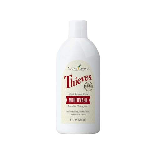 Young Living Thieves Fresh Essence Plus Mouthwash | 8 fl oz | Alcohol-Free and Fluoride-Free | Enhanced with Essential Oils | Peppermint, Rosemary
