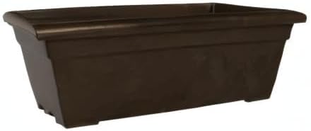 The HC Companies Romana Planter Box, 28 Inch, Clay, 1-Pack | Plastic, Drainage Plug, Lightweight, UV-Resistant, for Garden, Patio, Balcony & Fence