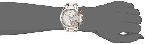 U.S. Polo Assn. Women's Two-Tone Analog Watch – Silver Dial with Rose Gold Accents, 41mm Metal Case
