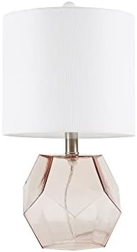 510 Design Bella Glass Table Lamps for Bedroom, Nightstand Light With Cotton Blend Fabric Shade, Rotary Switch, 60" Corded, 60W Bulb, Transitional