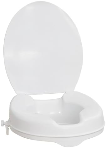 Drive Medical AquaSense Raised Toilet Seat with Lid, Standard Seat, White | Raised Toilet Seat with Lid Adds Comfortable Height for Easier, Safer Everyday Bathroom Use and Access