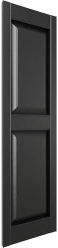 14 3/4"W x 54"H Lifetime Vinyl, TailorMade Two Equal Panels, Raised Panel Shutters, w/Shutter-Loks (Per Pair), Black