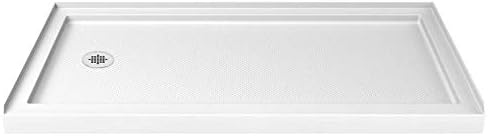 DreamLine 30 in. D x 60 in. W x 75 5/8 in. H Left Drain Acrylic Shower Base and QWALL-3 Backwall Kit In White, DL-6145L-01