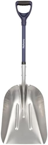 Nohovu Aluminum Snow Shovel - Large Capacity Driveway Snow Removal Tool, Fiberglass D-Handle, 45 Inch Blade