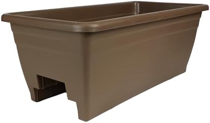 The HC Companies 24 Inch Deck Rail Box Planter Lightweight Outdoor Plastic Plant Pot for Herbs and Flowers, White