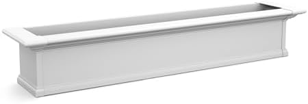 Mayne Yorkshire 60in Self-Watering Rectangular Window Box Planter, White | Self-watering, All season, Fade resistant, Customizable, Mounting brackets included, Built-in overflow, 15-year warranty