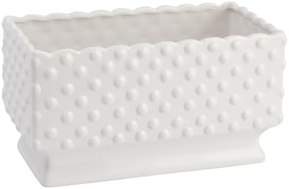 Creative Co-Op White Hobnail Rectangle Ceramic Planter