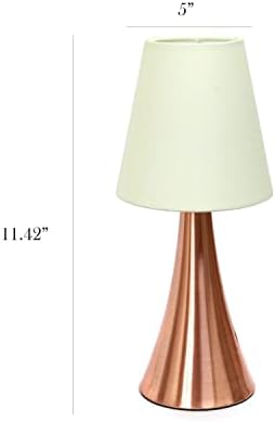 Simple Designs LT2014-WHT-2PK Valencia Brushed Nickel Mini Touch Table Lamps with Fabric Shades, White (Pack of 2)