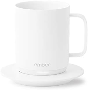 Ember Temperature-Control Smart Mug, 10 Ounce, 1-hr Battery Life, White - App-Controlled Heated Coffee Mug