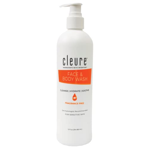 Cleure Fragrance Free Body Wash for Sensitive Skin & Eczema (12 oz) | Hypoallergenic, Sulfate Free, Paraben Free, pH balanced Body Soap for Eczema Prone Skin or other Sensitive Skin Conditions