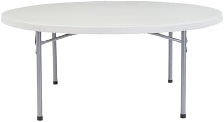 National Public Seating BT-R Series Steel Frame Round Blow Molded Plastic Top Folding Table, 700 lbs Capacity, 71" Diameter x 32" Height