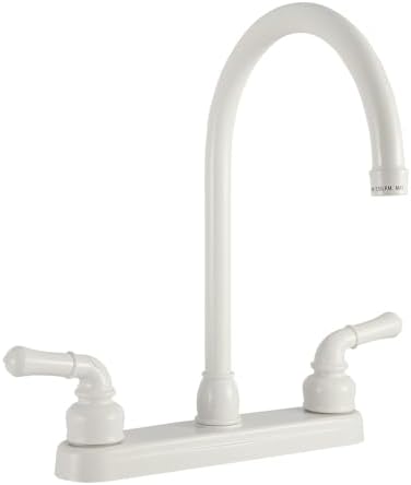 Dura Faucet DF-PK330HC-SN RV J-Spout Kitchen Sink Faucet (Satin Nickel) | Tall spout clears big pots; dual levers fine-tune water flow. Brushed Satin Nickel.