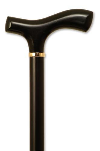 Wood Cane with Fritz Handle and Black Stain - Stylish Walking Stick for Men, Women and Seniors - Cut to Size, Supports Up to 250lbs