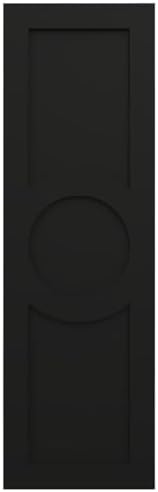 12"W x 55"H True Fit PVC Center Circle Arts & Crafts Fixed Mount Shutters, Black (Per Pair - Hardware Not Included)