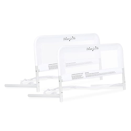 Dream On Me Lightweight Mesh Security Adjustable Bed Rail Double Pack with Breathable Mesh Fabric in White, 2 Count (Pack of 1)